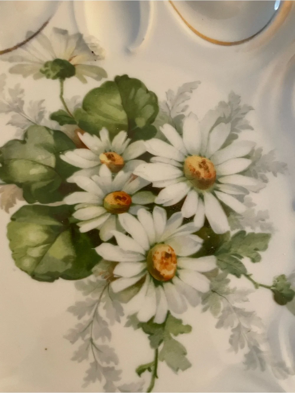 Antique German Porcelain Daisy Deep Serving Bowl 10.5” Marked Germany